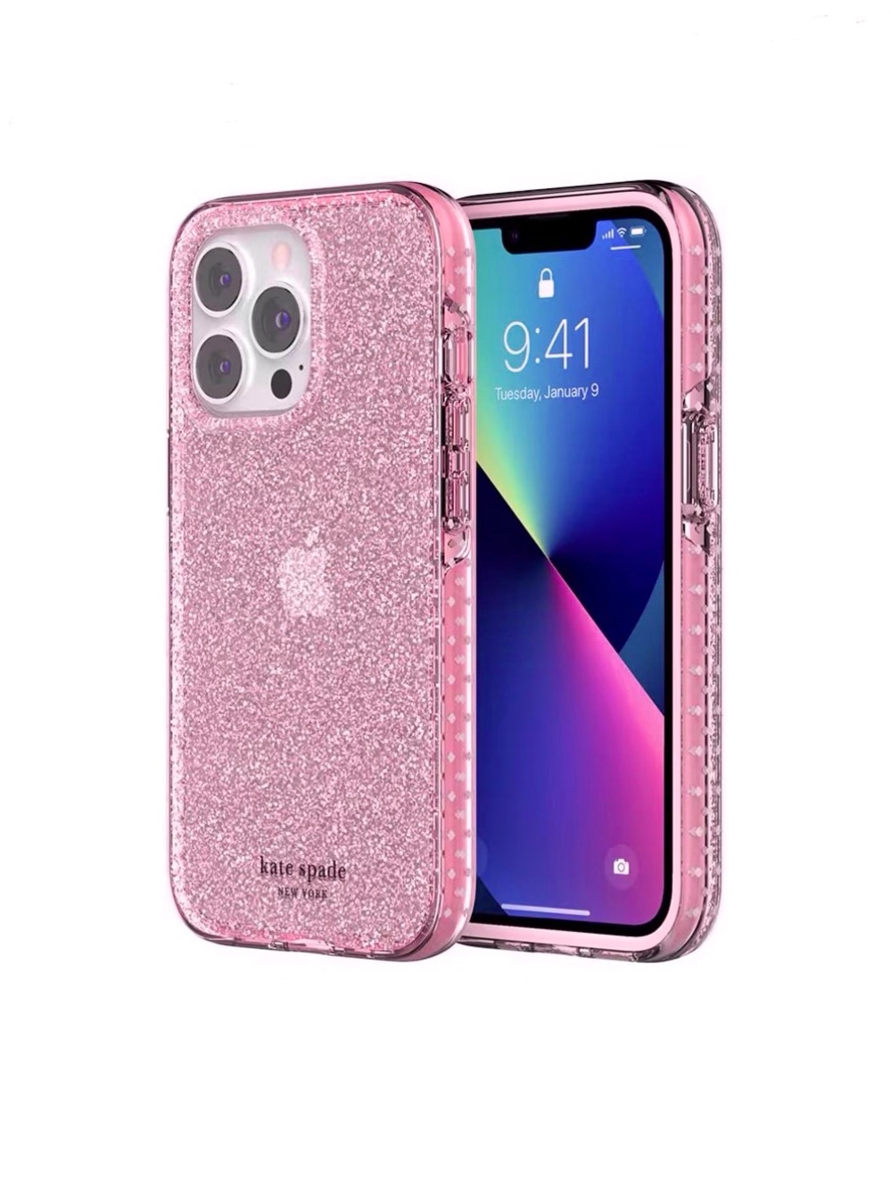 Kate Spade New York Defensive Case with MagSafe Pink Glitter 6.1” iPhone 13 Pro